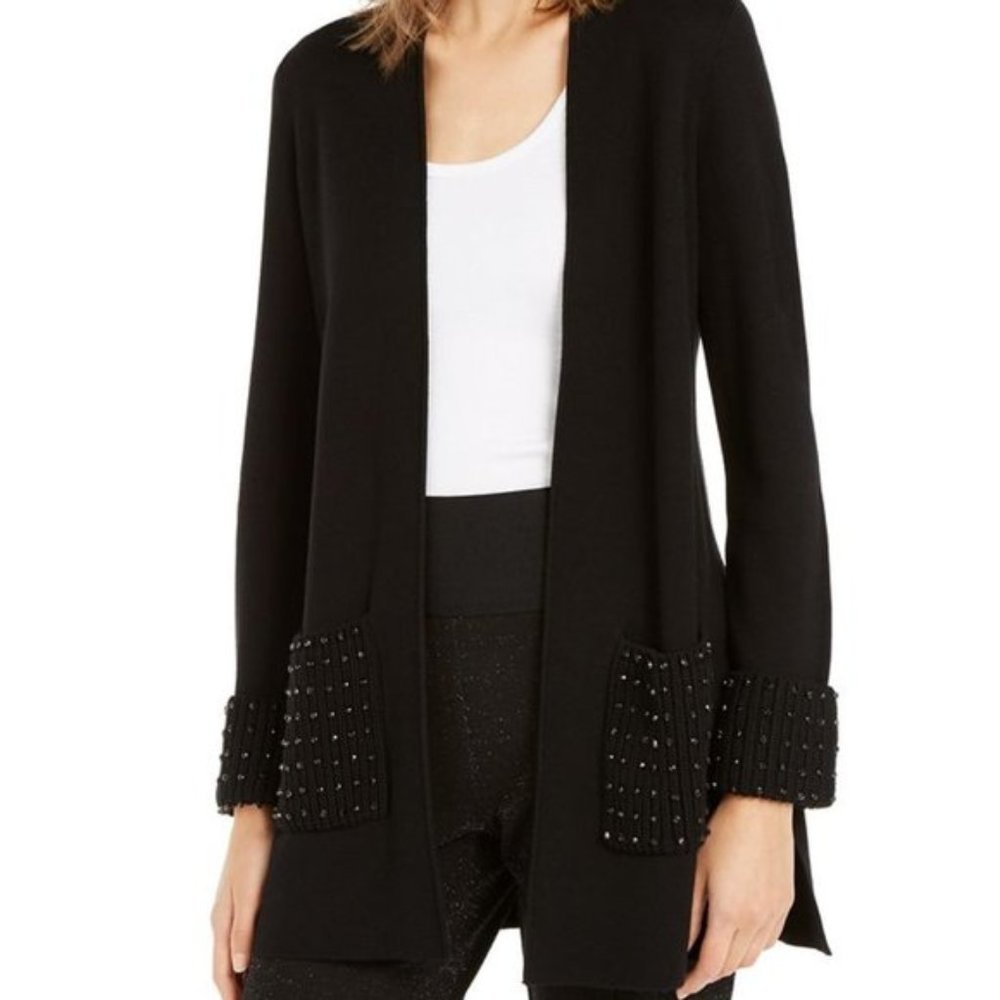NWT Alfani Embellished Open-Front Cardigan Size Small